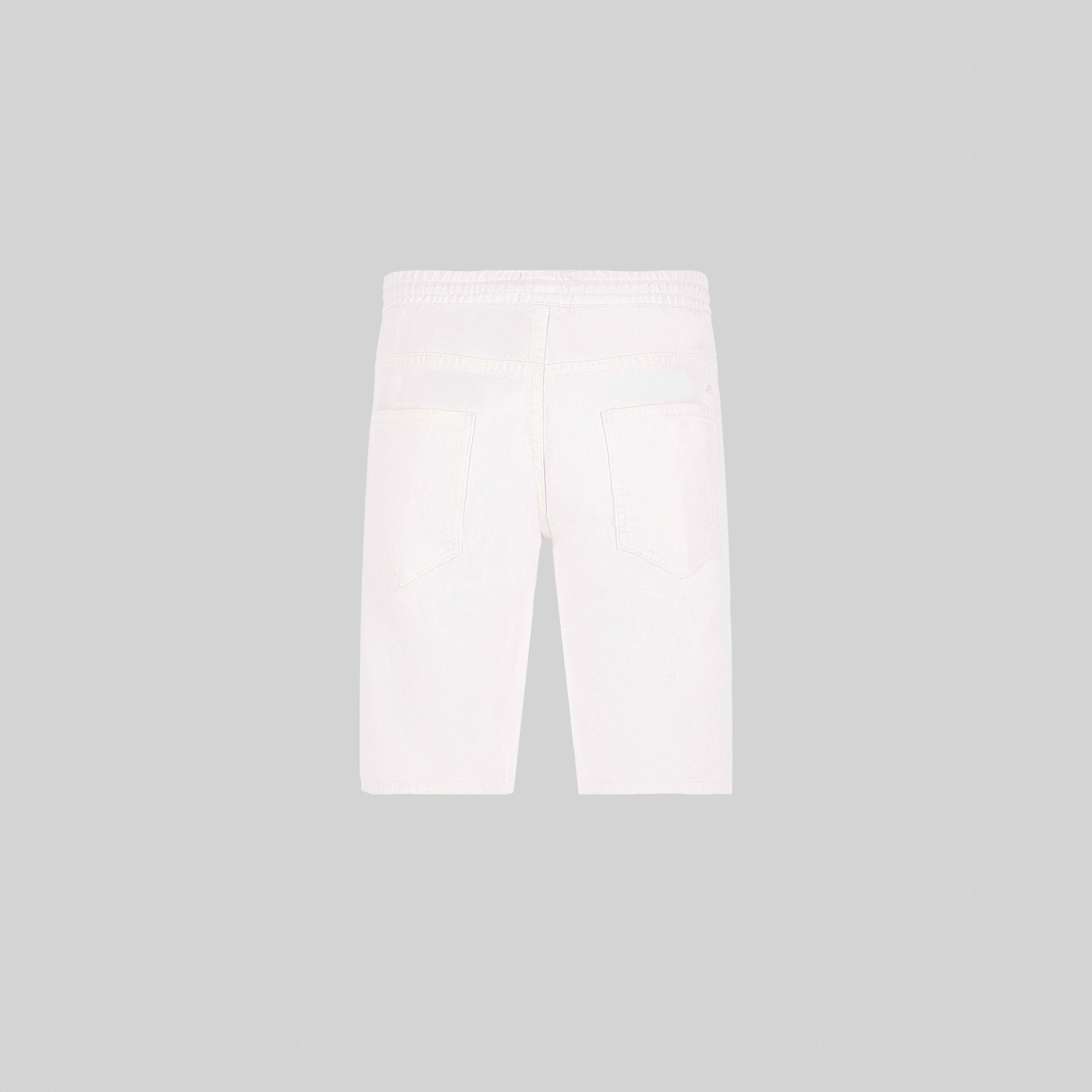 SAND WHITE DENIM SHORT | Monastery Couture