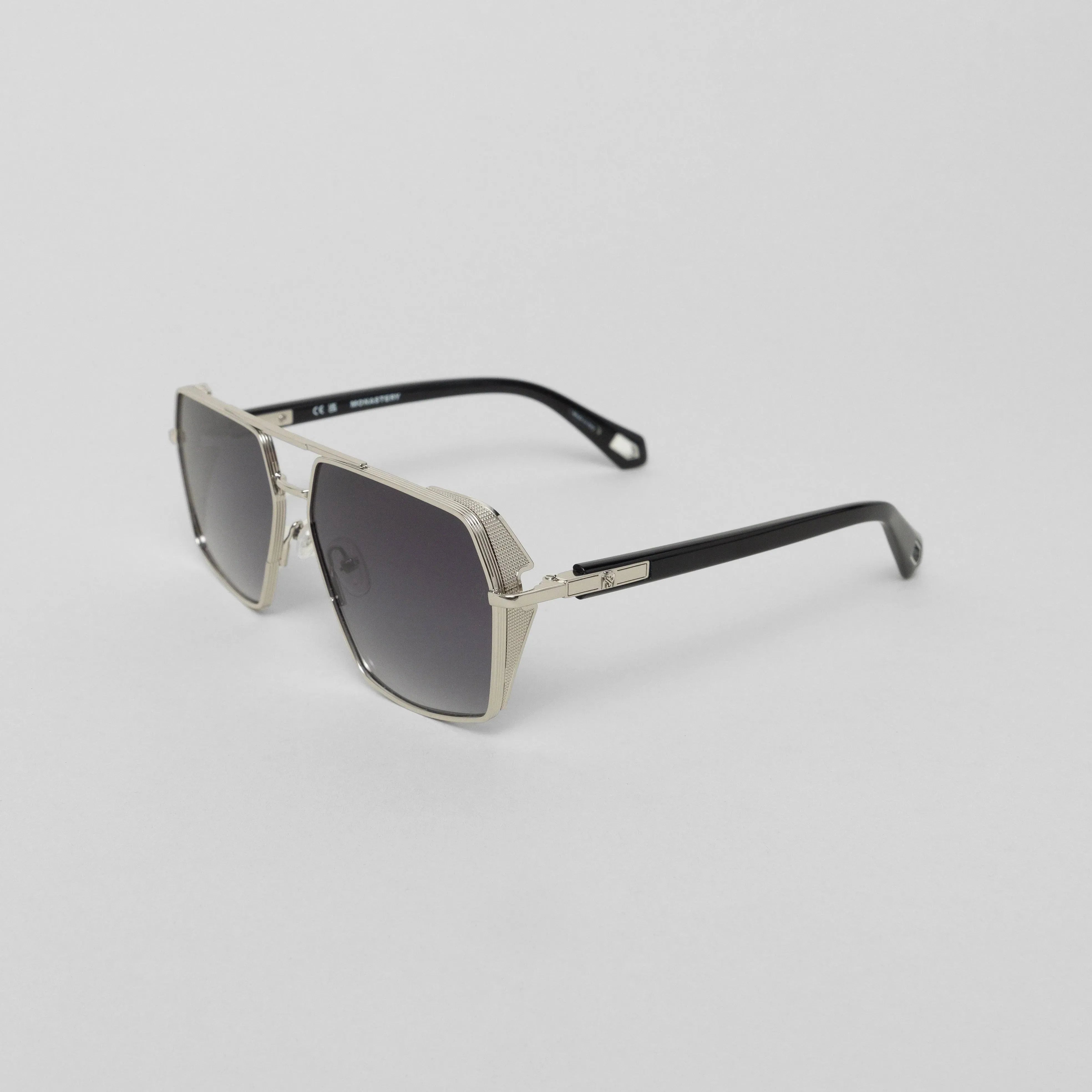 MOAD SUNGLASSES SHINY SILVER BLACK GRADIENT GREY - Monastery