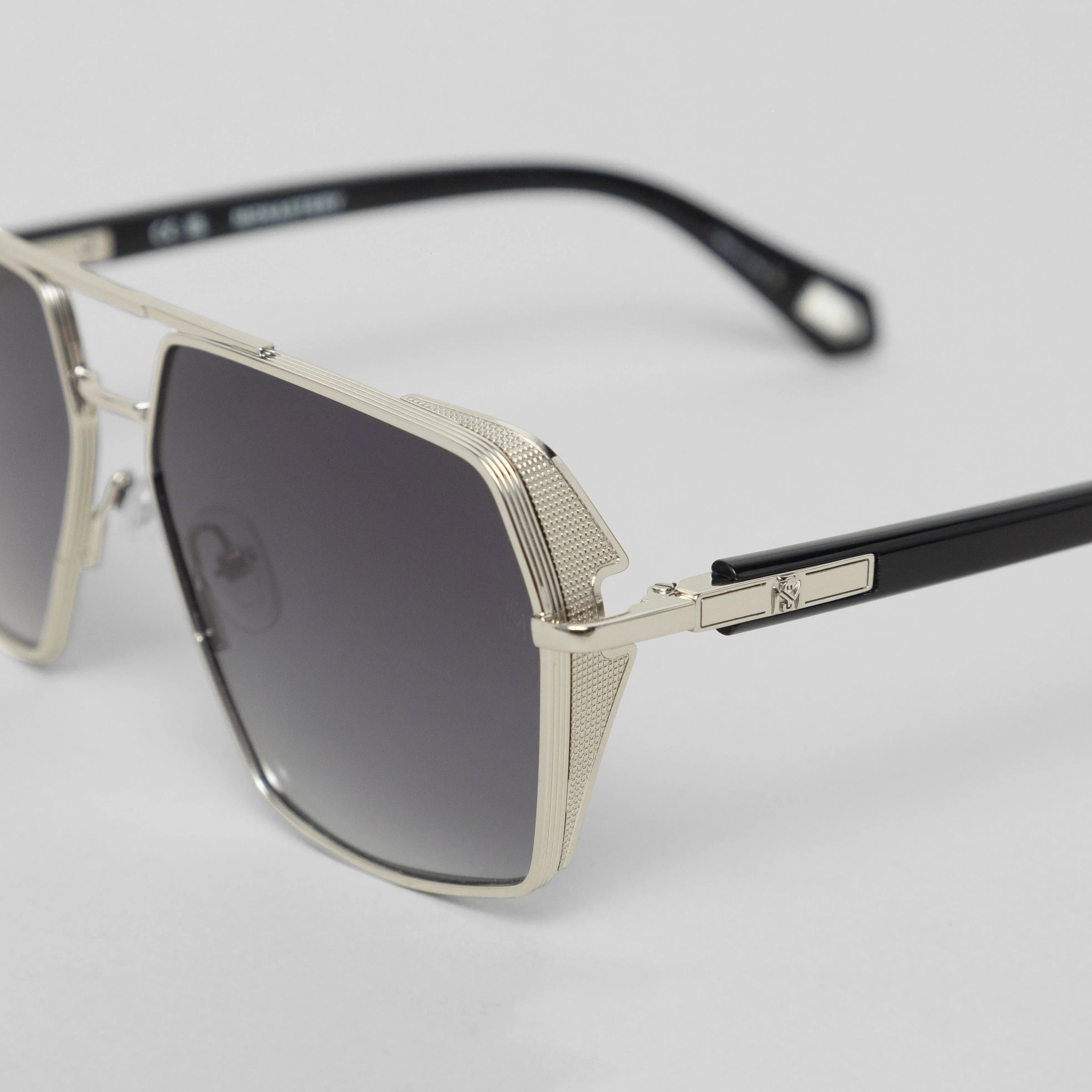 MOAD SUNGLASSES SHINY SILVER BLACK GRADIENT GREY - Monastery