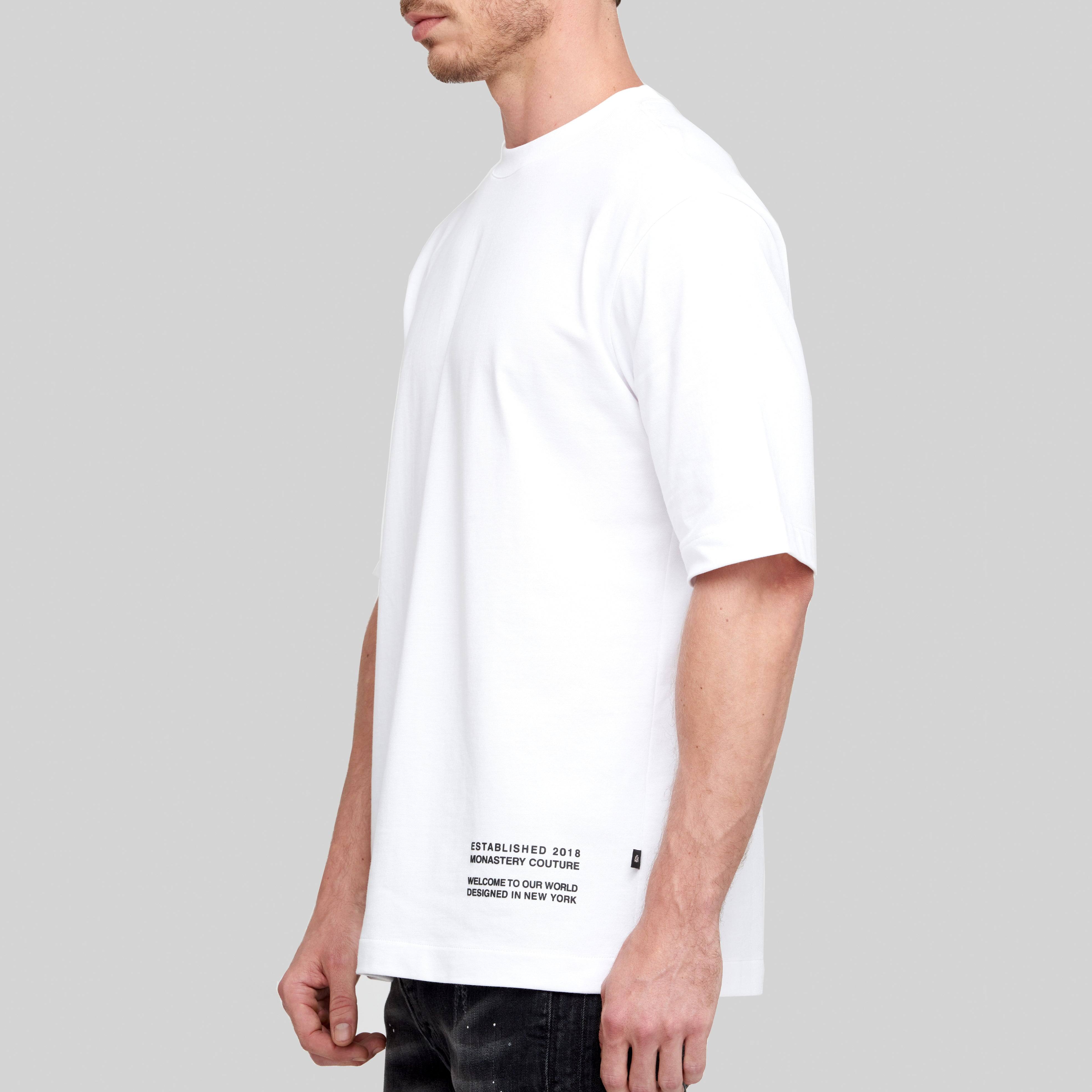 RASMI WHITE T-SHIRT OVERSIZE | Monastery Couture