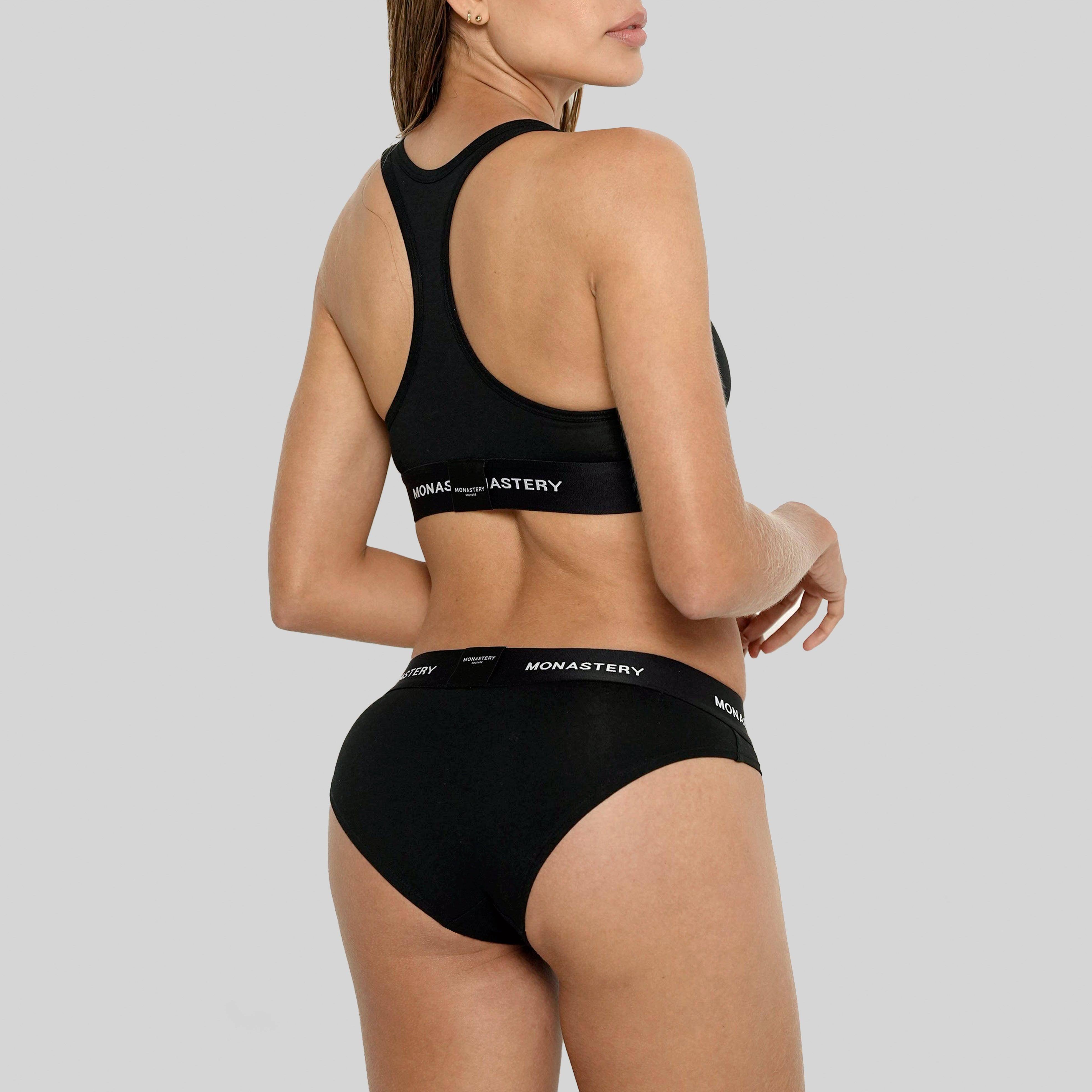 SOFIA BLACK SPORT BRA | Monastery Couture